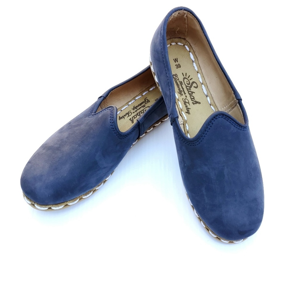 Sabah Turkish Blue Leather Handmade Shoes